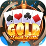Gold Teen Patti game icon with gold lettering and four suit cards