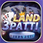 Land 3 Patti game icon with gold LAND lettering and silver 3 Patti text