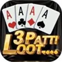 3 Patti Loot game icon with four aces and gold 3D lettering