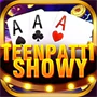 Teen Patti Showy game icon with marquee lights, aces, and gold coins