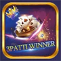3 Patti Winner game icon with a crown, cards, and gold border