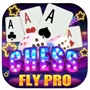 Chess Fly Pro game icon with neon Chess text, dice, and aces
